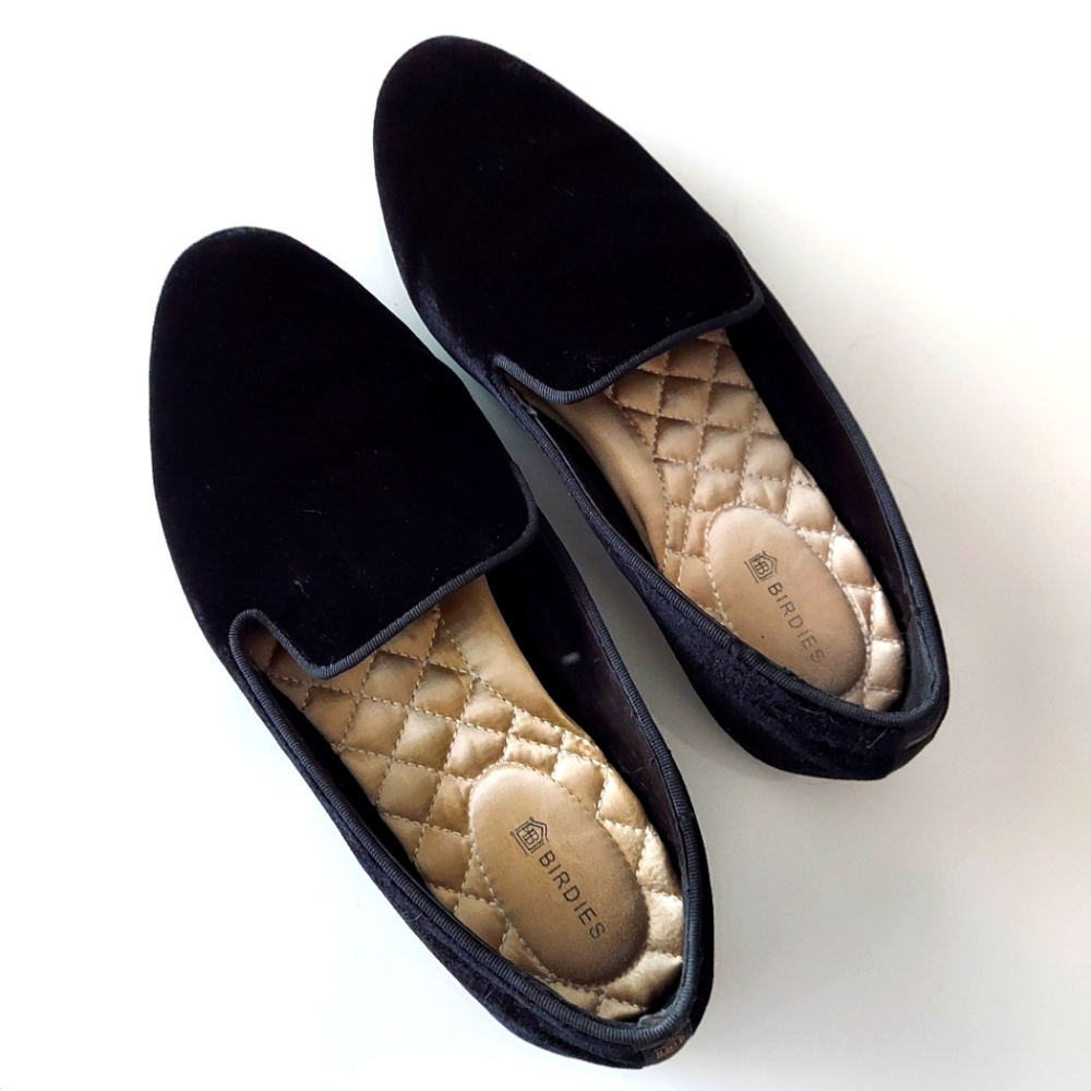 Birdies The Starling Black Velvet Suede Loafers, Memory Foam Sole Loafers